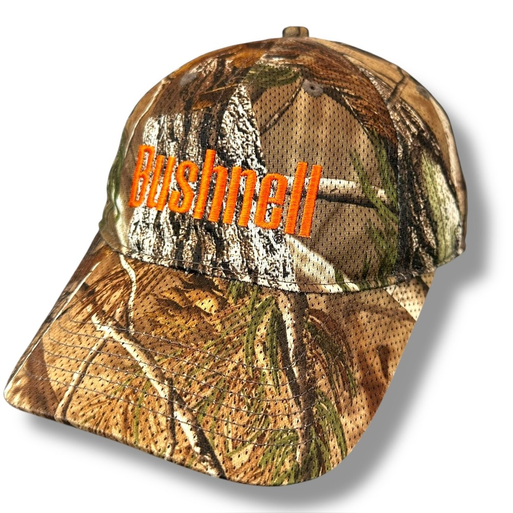 Bushnell Camouflage Hat Hunting Outdoors Adjustable Cap Logo Orange